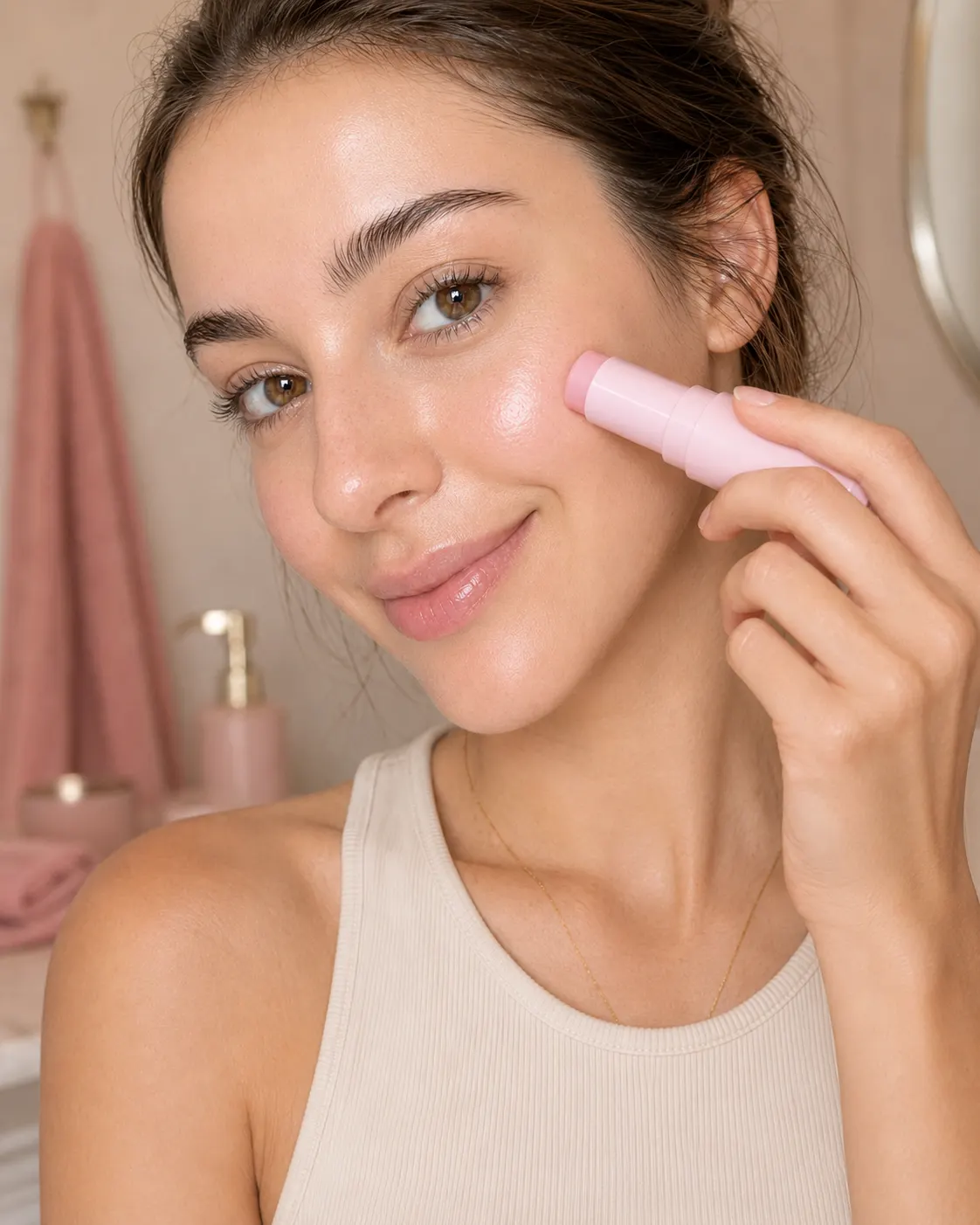 Aplicación de ELYUNEA Volume Balm sobre la mejilla